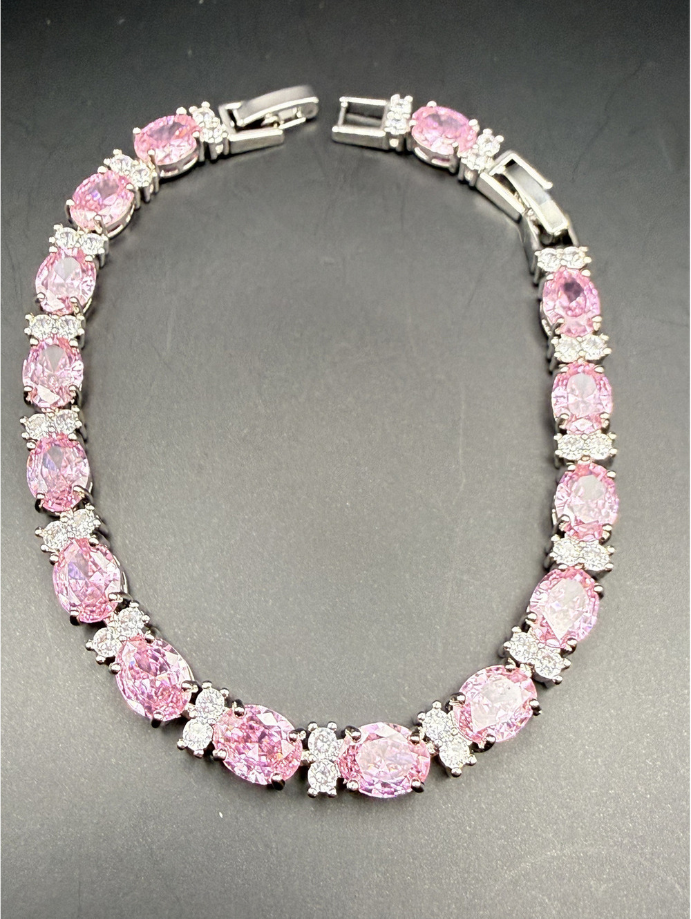 candy+clover elite pink crystal 14k white gold plated bracelet